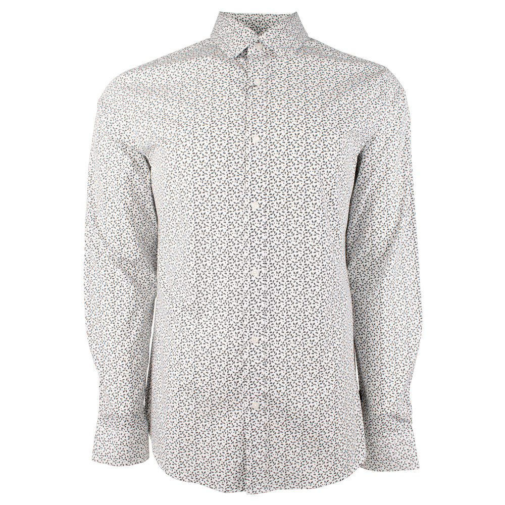 Michael Kors Men's Cotton Blend Slim Fit Long Sleeve Shirt Wht XL